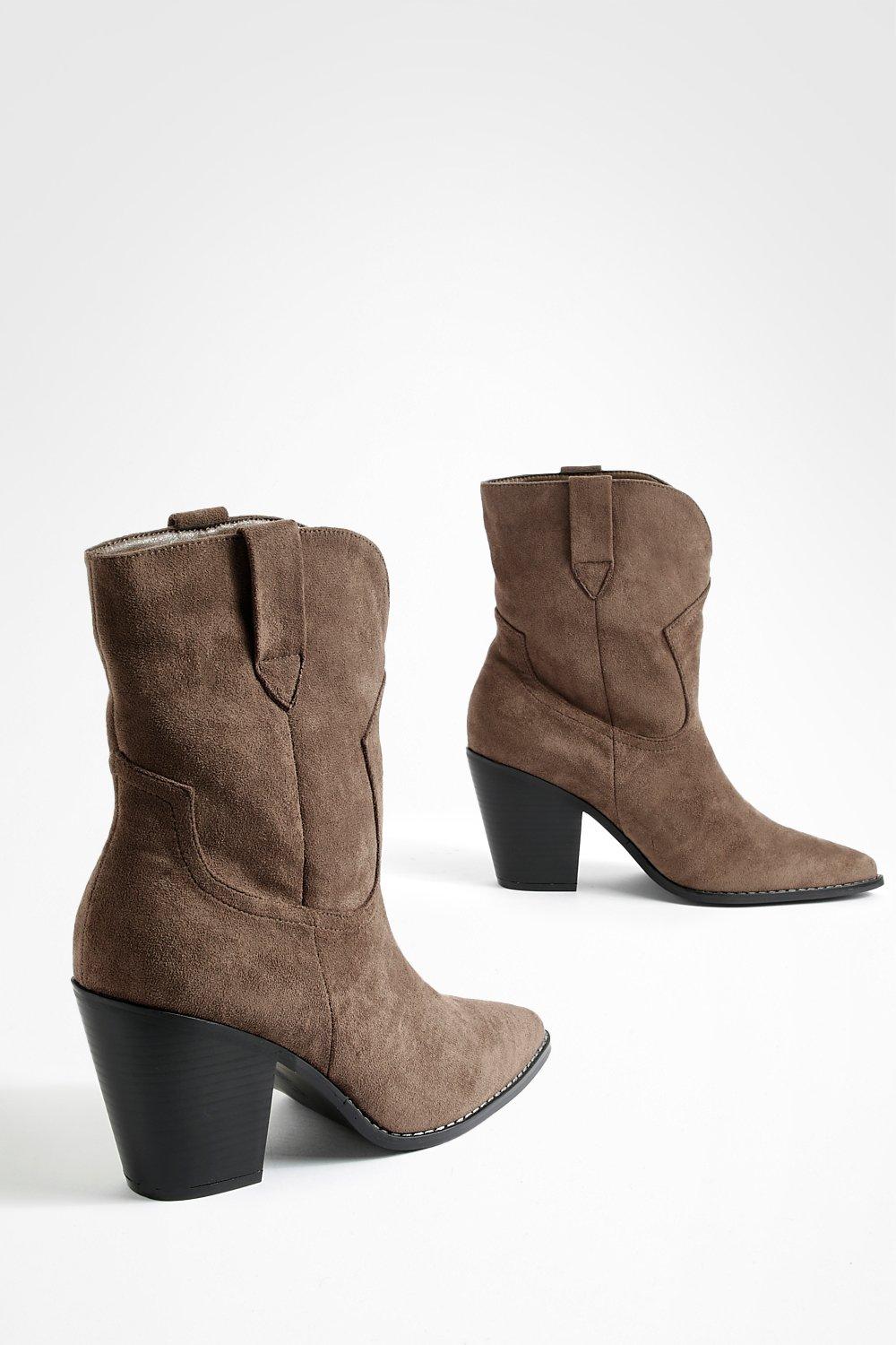 Wide Fit Stitch Detail Cowboy Boots boohoo